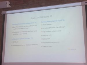 Slide displaying details of how the edge browser supports EPUB