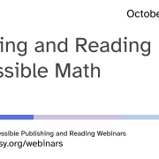 Creating and Reading Accessible Math title slide